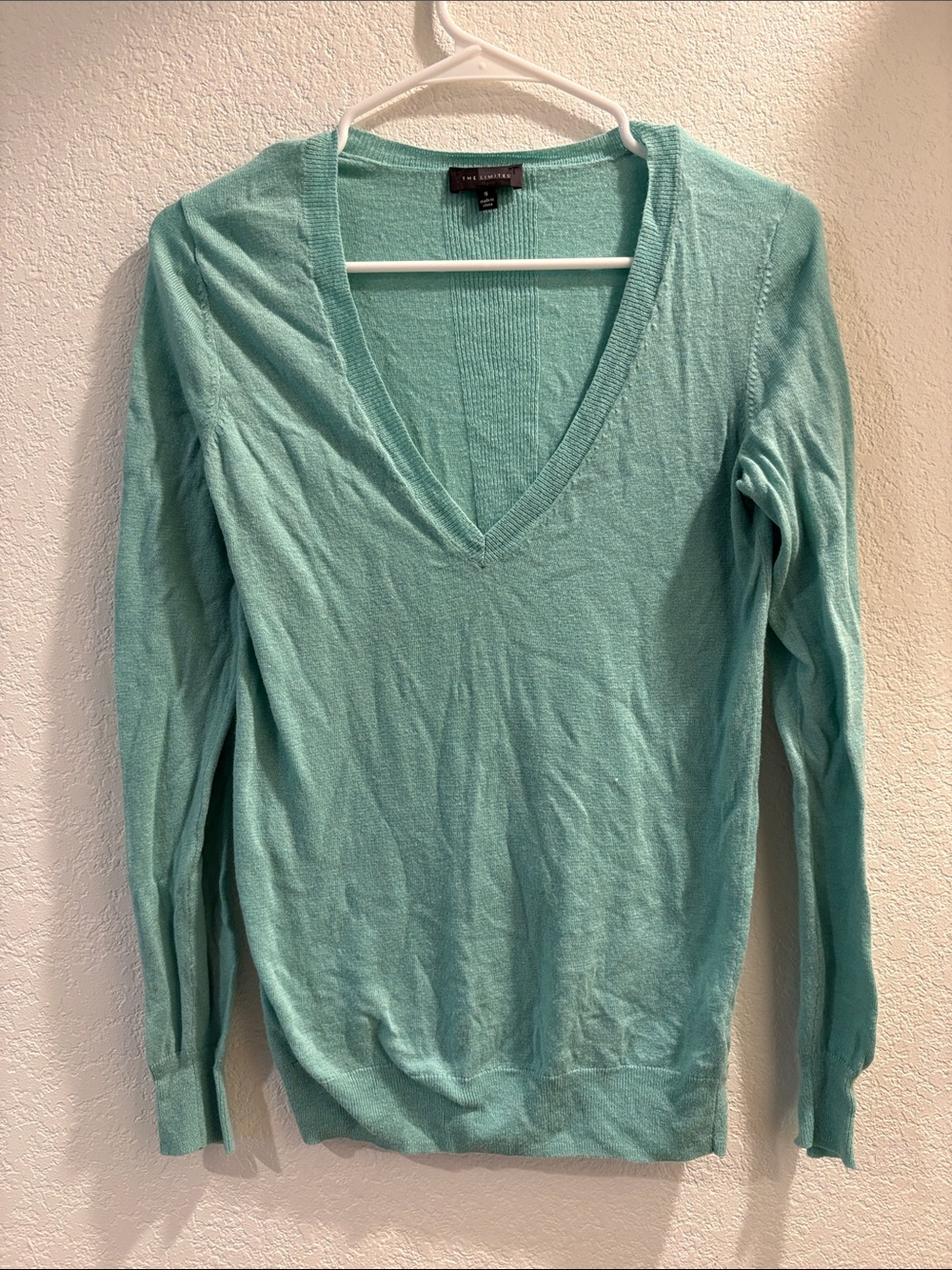 The Limited Women's V-Neck Sweater - Aqua Green
